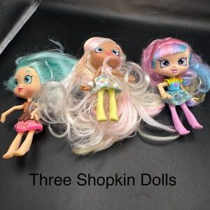 Shopkins Shoppies Dolls 5" (Lot of 3) Peppa Mint, Marsha Mellow, Rainbow Kate